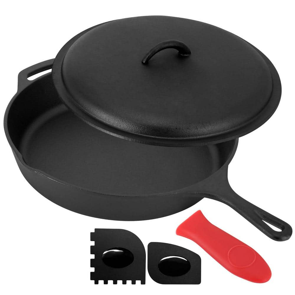 MegaChef 12 Inch Pre-Seasoned Cast Iron Skillet with Cast Iron Lid ...