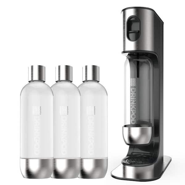 DRINKPOD Stainless Steel Premium Soda Machine with 3-Carbonation Bottles