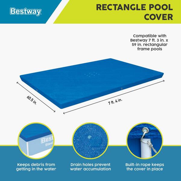 Flowclear 7 ft. x 4 ft. Rectangular Blue Above Ground Pool Leaf Cover