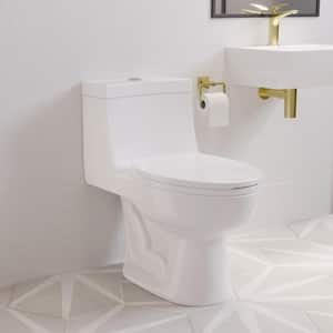 Avallon 1-piece 0.8/1.28 GPF Dual Flush Elongated Toilet in Glossy White, Seat Included