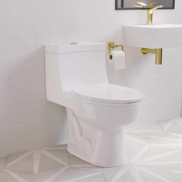 Swiss Madison Avallon 1-piece 0.8/1.28 GPF Dual Flush Elongated Toilet in Glossy White, Seat Included