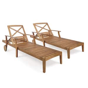 Giancarlo Teak 2-Piece Wood Outdoor Chaise Lounge