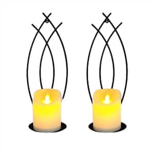 Wall Candle Sconces Holder, Flame-Like Wall Decor  Sconces Decorative Wall Sconces for Candles(Black,Set of 2)