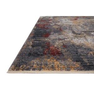 Samra Dk. Grey/Spice 2 ft. 3 in. x 3 ft. 10 in. Modern Abstract Marble Area Rug