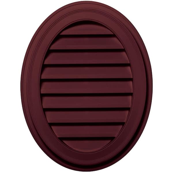 Builders Edge 21 in. x 27 in. Oval Red Plastic Weather Resistant Gable Louver Vent