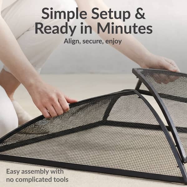 Sunnydaze 36 in. Square Steel Mesh Fire Pit Spark Screen-Black KF