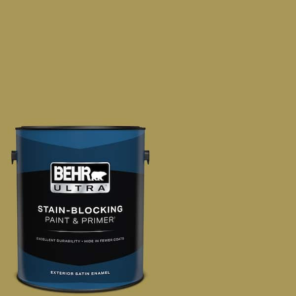 BEHR ULTRA 1 gal. #390D-6 Spring Moss Satin Enamel Exterior Paint & Primer