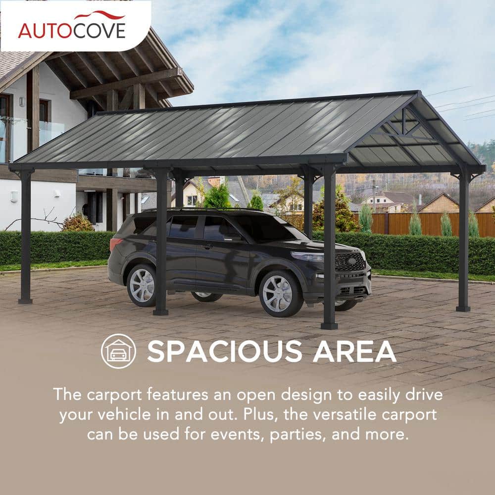 Gray Steel 12' x 20' Gable Roof Carport Pavilion