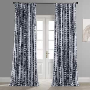 Matchstick Charcoal Black Room Darkening Rod Pocket Curtain - 50 in. W x 96 in. L (1 Panel)