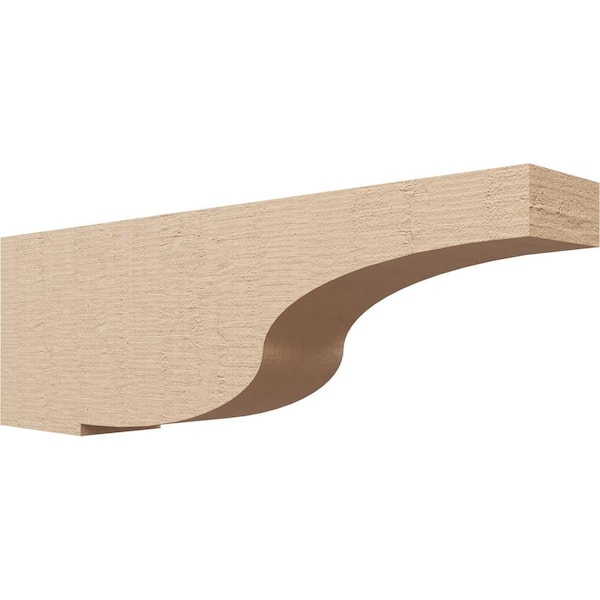 Ekena Millwork 4 in. x 8 in. x 24 in. Thin Van Buren Rough Cedar Woodgrain TimberThane Corbel, Primed Tan