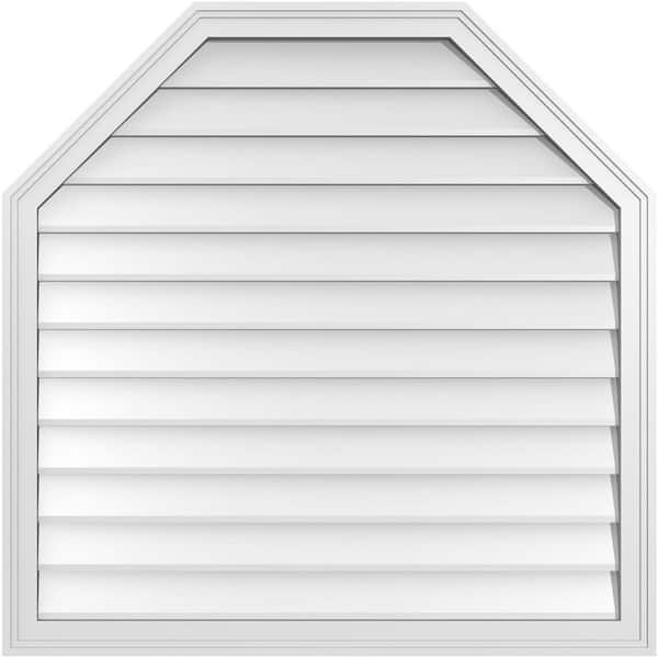 Ekena Millwork 38 in. x 38 in. Octagonal Top Surface Mount PVC Gable Vent: Decorative with Brickmould Frame