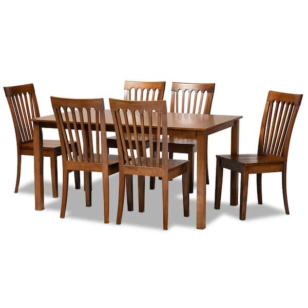 Erion 7-Piece Walnut Brown Dining Set