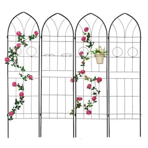 6.5 ft. Black Outdoor Metal Rustproof Garden Trellis for Climbing Plants (4-Pack)