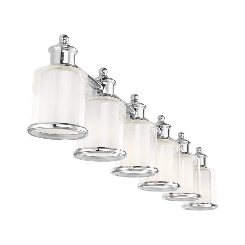 Polished Nickel 6-Light Dimmable Outdoor Vanity Sconce