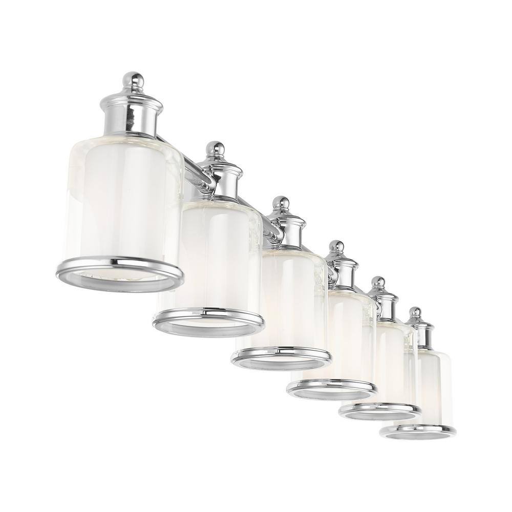 Polished Nickel 6-Light Dimmable Outdoor Vanity Sconce