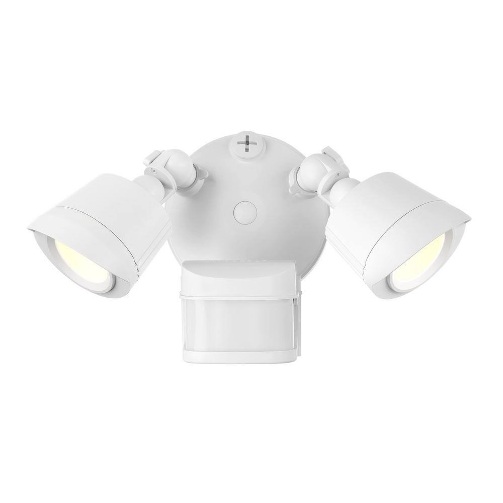 White Dual Head LED Outdoor Security Flood Light with Motion Sensor