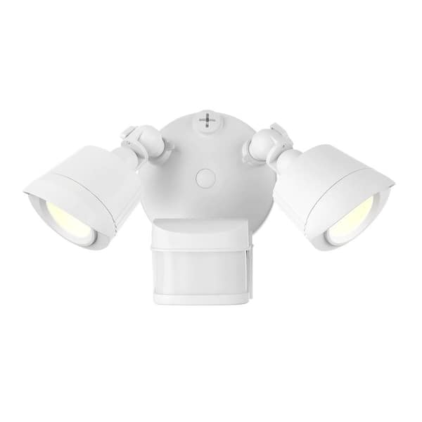 22-Watt equivalent 1900 Lumen White Motion Sensing Integrated LED Double Flood Light