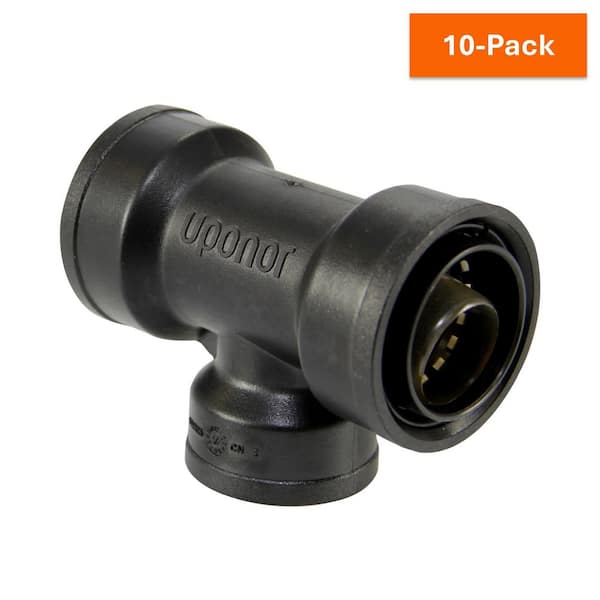 Uponor TotalFit 1 in. x 1 in. x 3/4 in. Push-to-Connect Engineered Polymer Reducing Tee (10-Pack)