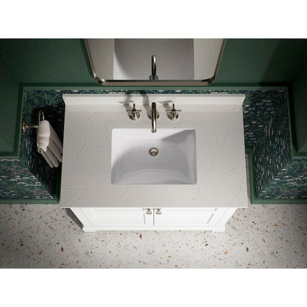 Baskin 36 in. Single Sink White Bath Vanity with Bianco Bella Quartz Top