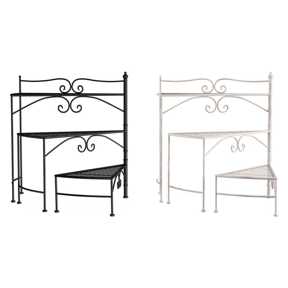 Black Metal 3-Tier Folding Spiral Stair Plant Stand