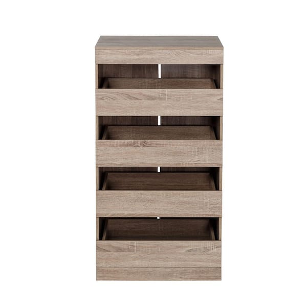 Honey Can Do Brown Tall & Narrow Stackable Storage Drawers with Wood Finish
