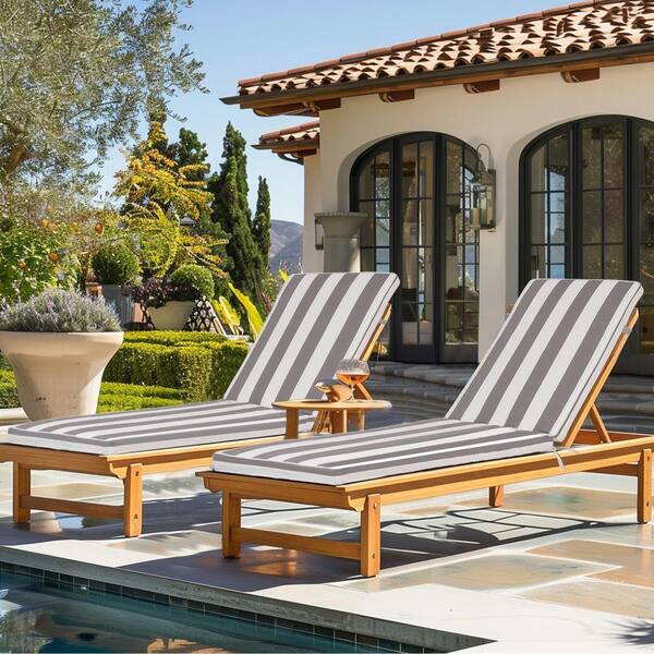 Grey White 22 x 74 Outdoor Lounge Chair Cushion Replacement, Patio