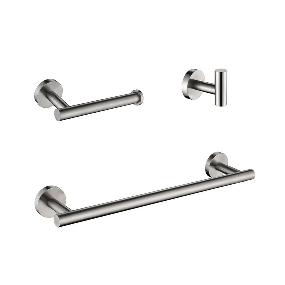 3-Piece Bath Hardware Set with Mounting Hardware in Brushed Nickel