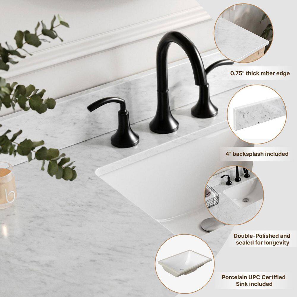 Cambridge 43" White Marble Top Single Basin Vanity Set