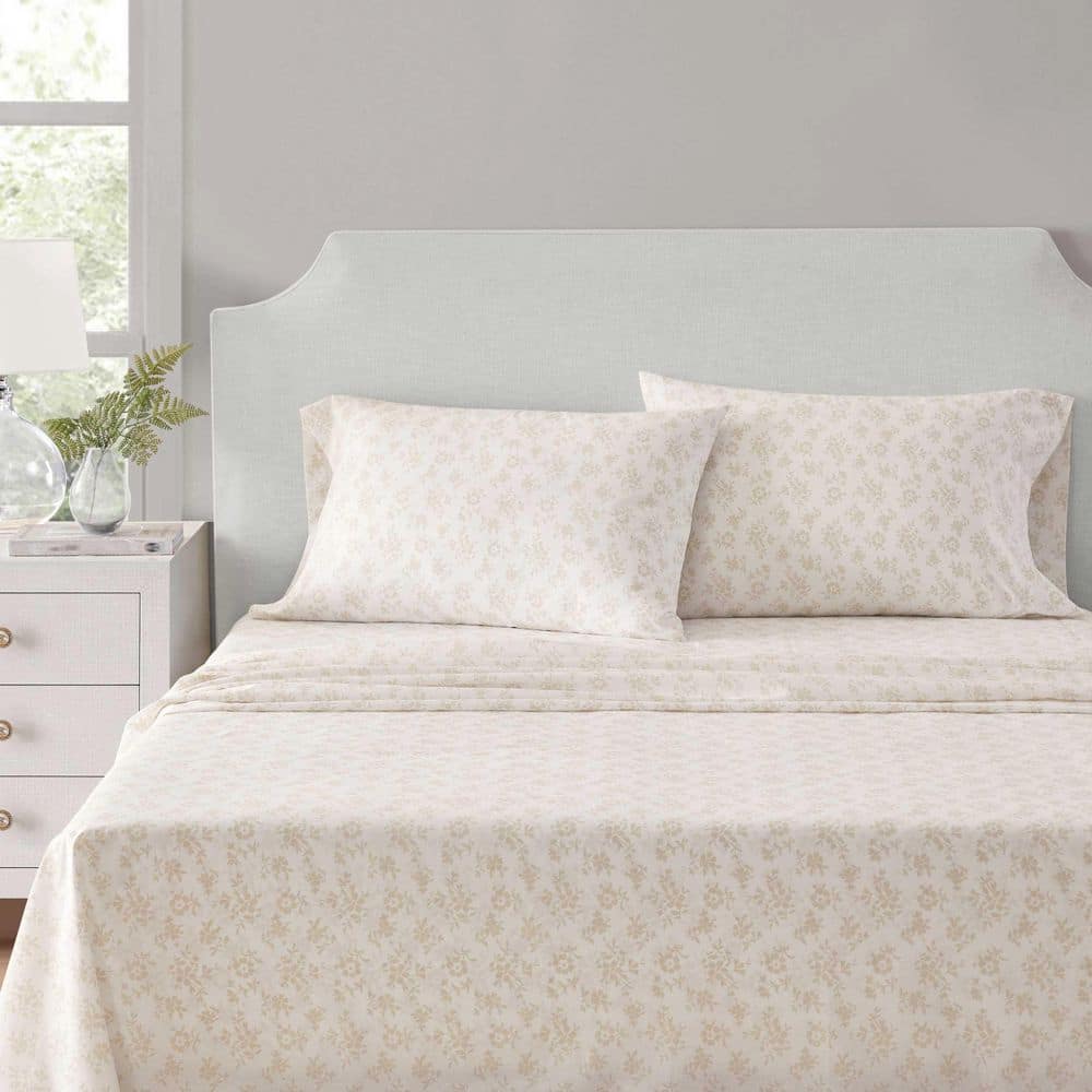 MS Floral 4-Piece White/Alder Percale Cotton King Sheet Set price history on PriceWatchPro