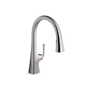Graze Single Handle Pull-Down Kitchen Sink Faucet with 3-Function Sprayhead in Vibrant Titanium
