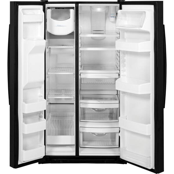 Ge 25 3 Cu Ft Side By Side Refrigerator In Black Gss25gghbb The Home Depot