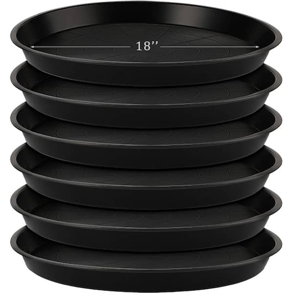 6-Pack 18 in. Black Plastic Plant Saucer Drip Tray for Planter Drip Control for Indoor and Outdoor Planters