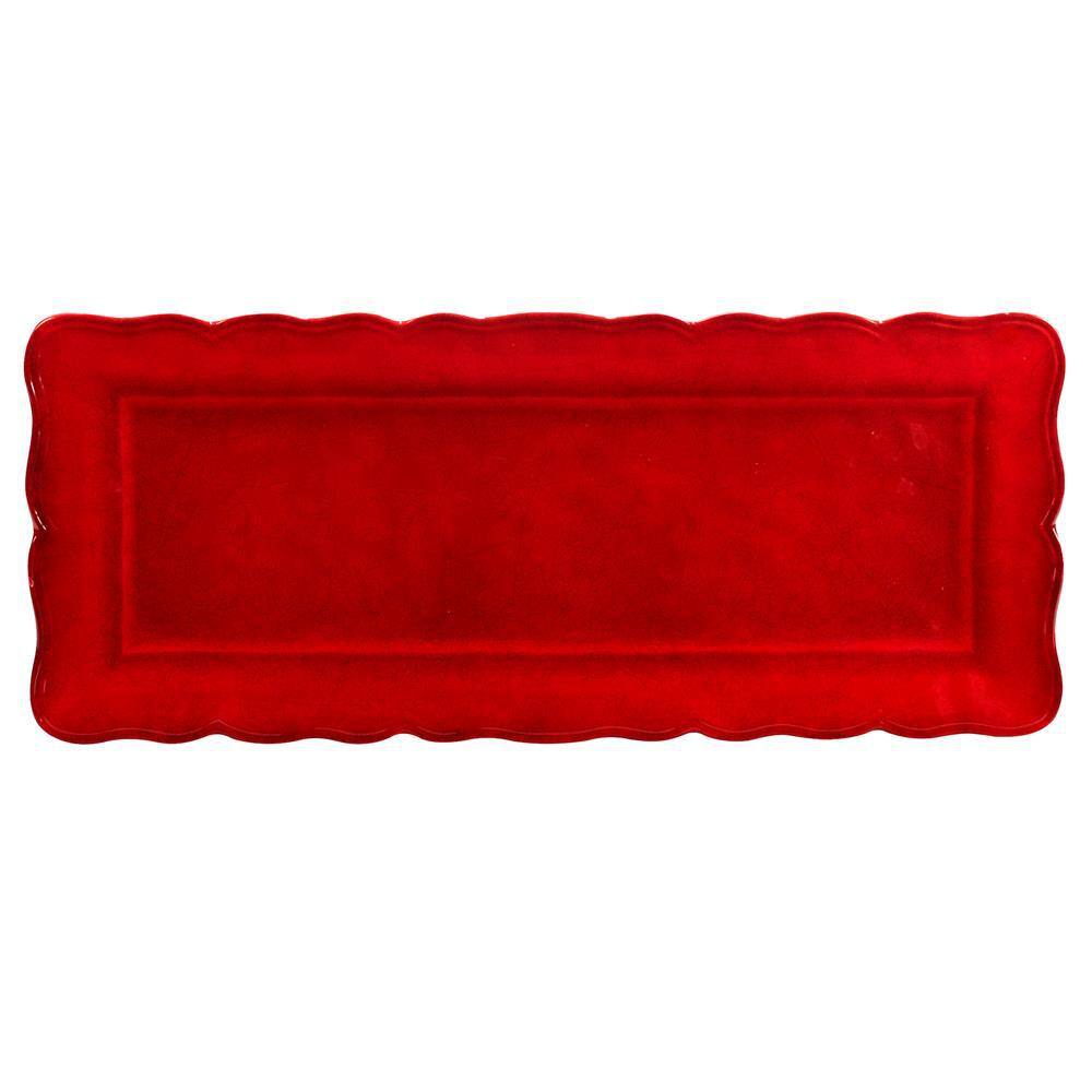 Ruby Red Crackle Melamine 2-Piece Holiday Platter Set