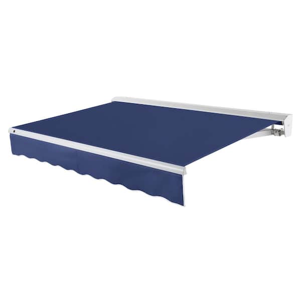 AWNTECH 10 ft. Destin Left Motorized Retractable Awning with Hood (96 in. Projection) in Navy