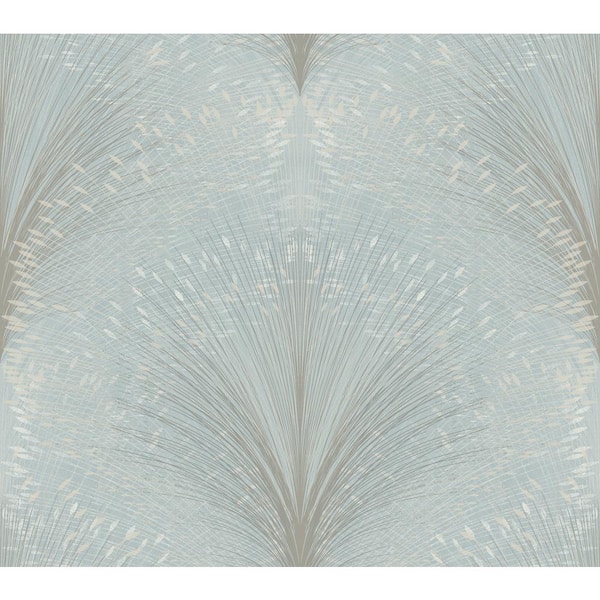 York Wallcoverings Sky Blue Papyrus Plume Metallic Non-Pasted Non-Woven ...