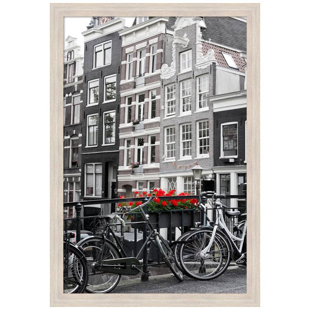 Hardwood Whitewash Narrow Wood Picture Frame 24x36 Inches