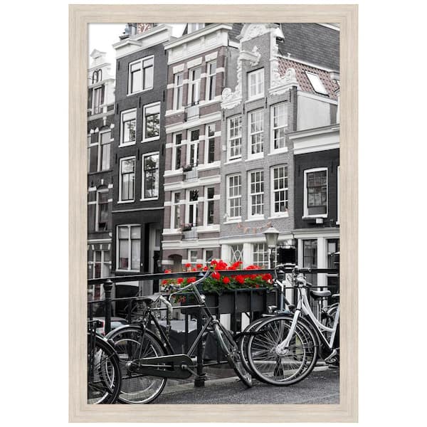 Amanti Art Hardwood Whitewash Narrow Wood Picture Frame Opening Size 24 x 36 in.