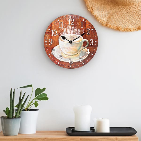 La Crosse Technology 12 in. Round Coffee Decorative Quartz Analog Wall Clock