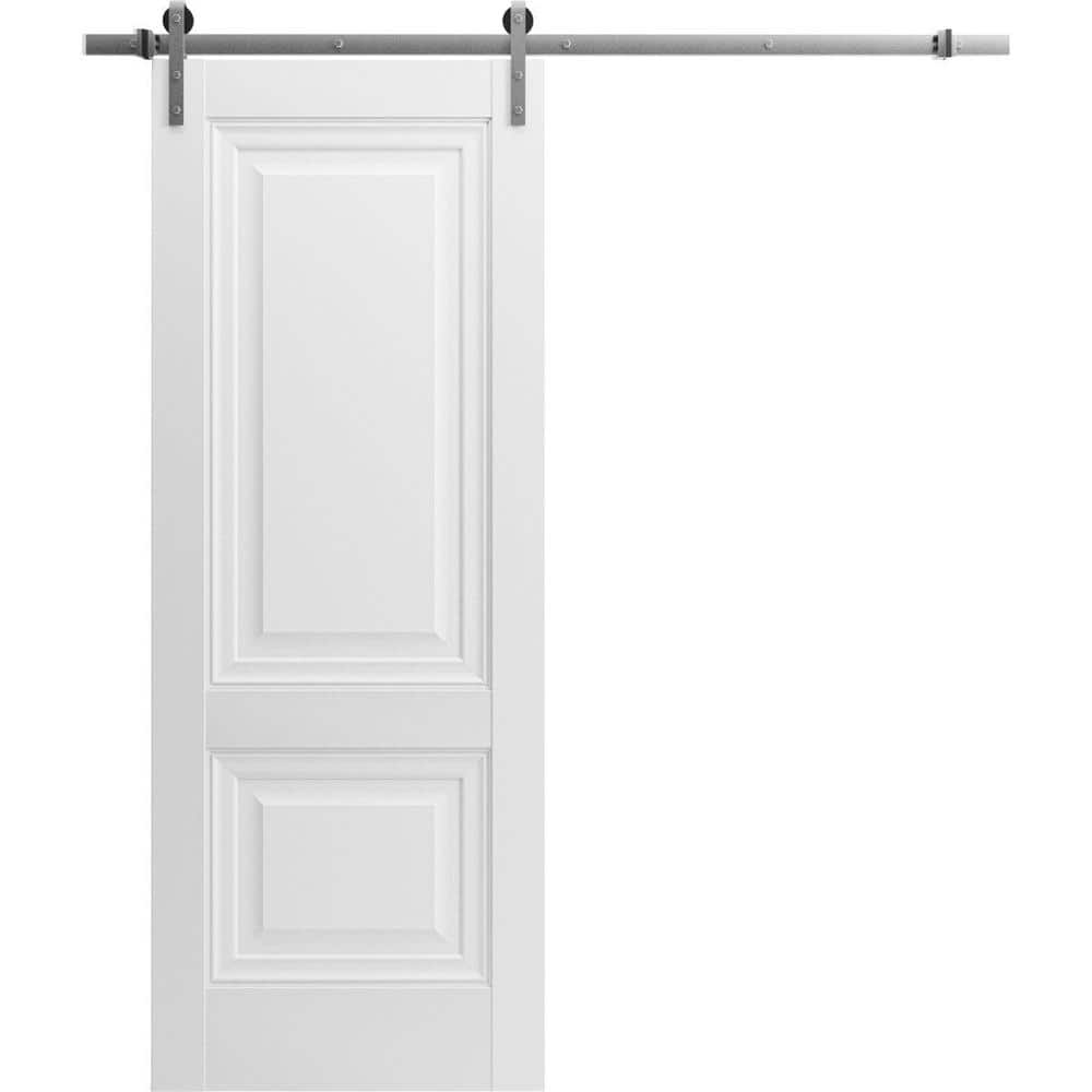 Assembly Required 32 in. x 96 in. 1-Panel Frosted Glass White Solid Wood Sliding Barn Door with Hardware Kit price history on PriceWatchPro