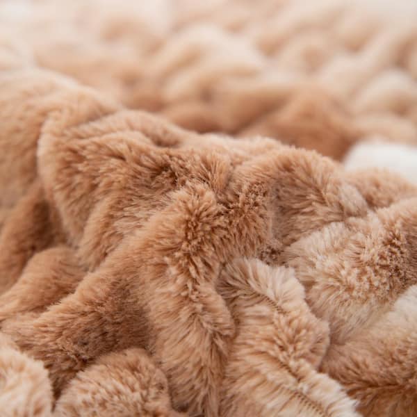 50 in. W x 60 in. H Multicolor Oversized Faux Fur Throw Blanket Machine washable