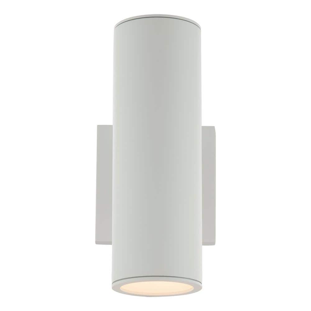 Sleek White Aluminum Cylinder LED Wall Sconce, Dimmable, Energy Star