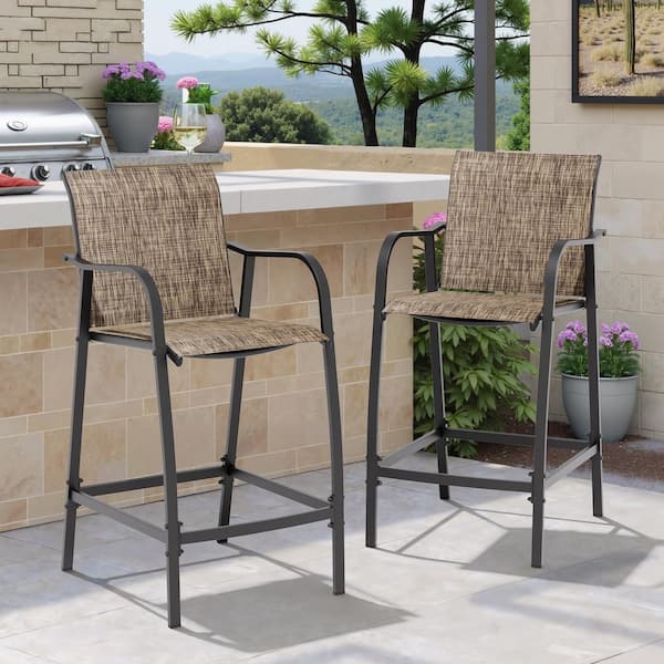Crestlive Products Metal Outdoor Bar Stool in Earth (2-Pack)