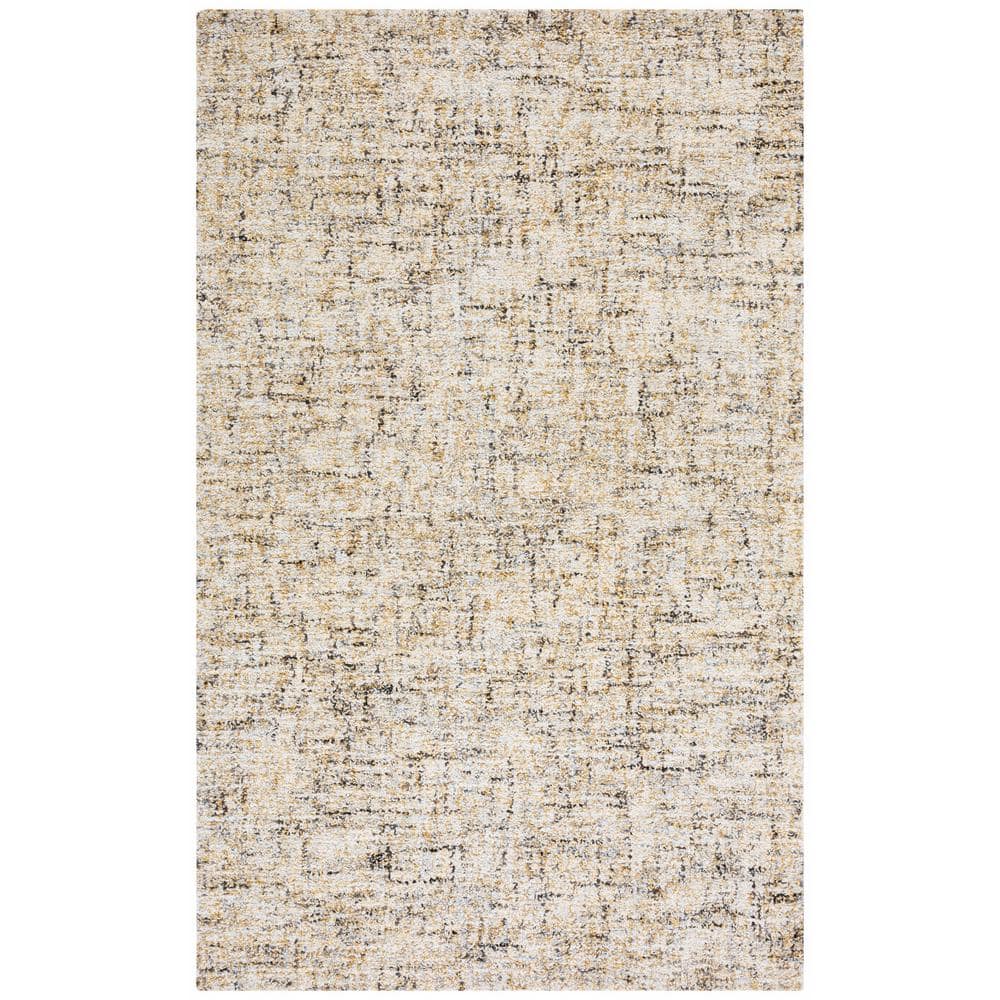 Beige and Gold Abstract Tufted Wool 8' x 10' Area Rug