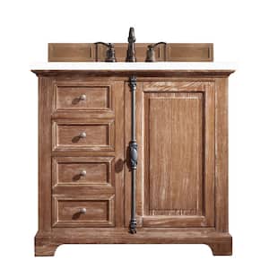 Providence 36.0 in. W x 23.5 in. D x 34.3 in. H Bathroom Vanity in Driftwood with White Zeus Quartz Top
