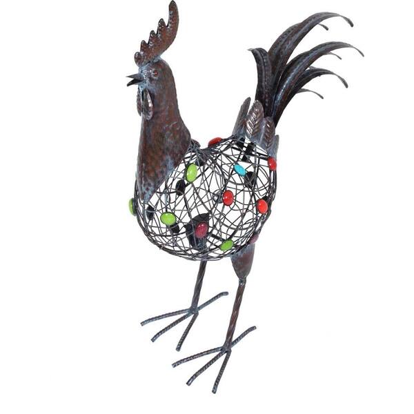 La Hacienda 22.4 in. H x 16.9 in. W x 7 in. D Brown Beaded Crowing Rooster