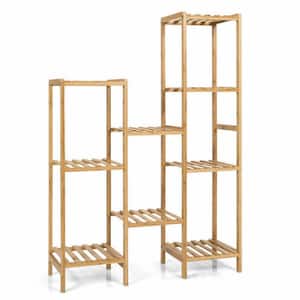 45 in. Tall Indoor/Outdoor Natural Bamboo Wood Plant Stand (9-Tiered)