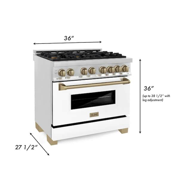 ZLINE Kitchen and Bath 36 in. 6 Burner Dual Fuel Range in Stainless Steel  RA36 - The Home Depot