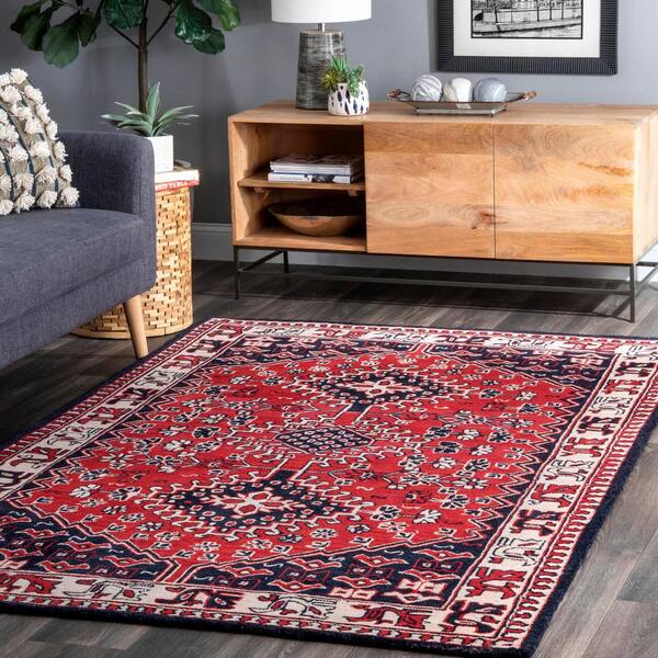 Origins 100% Wool Contemporary Style Rug Fine Stripes 3 Sizes Red 