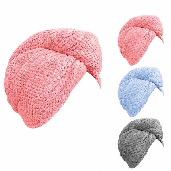 Gray Microfiber Hair Towel Wrap 3 Pack Ultra Absorbent Fast Drying Head Accessory for Curly and Frizzy Hair