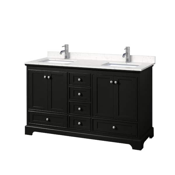 Wyndham Collection Deborah 60in.x22in. Double Vanity in Dark Espresso w ...